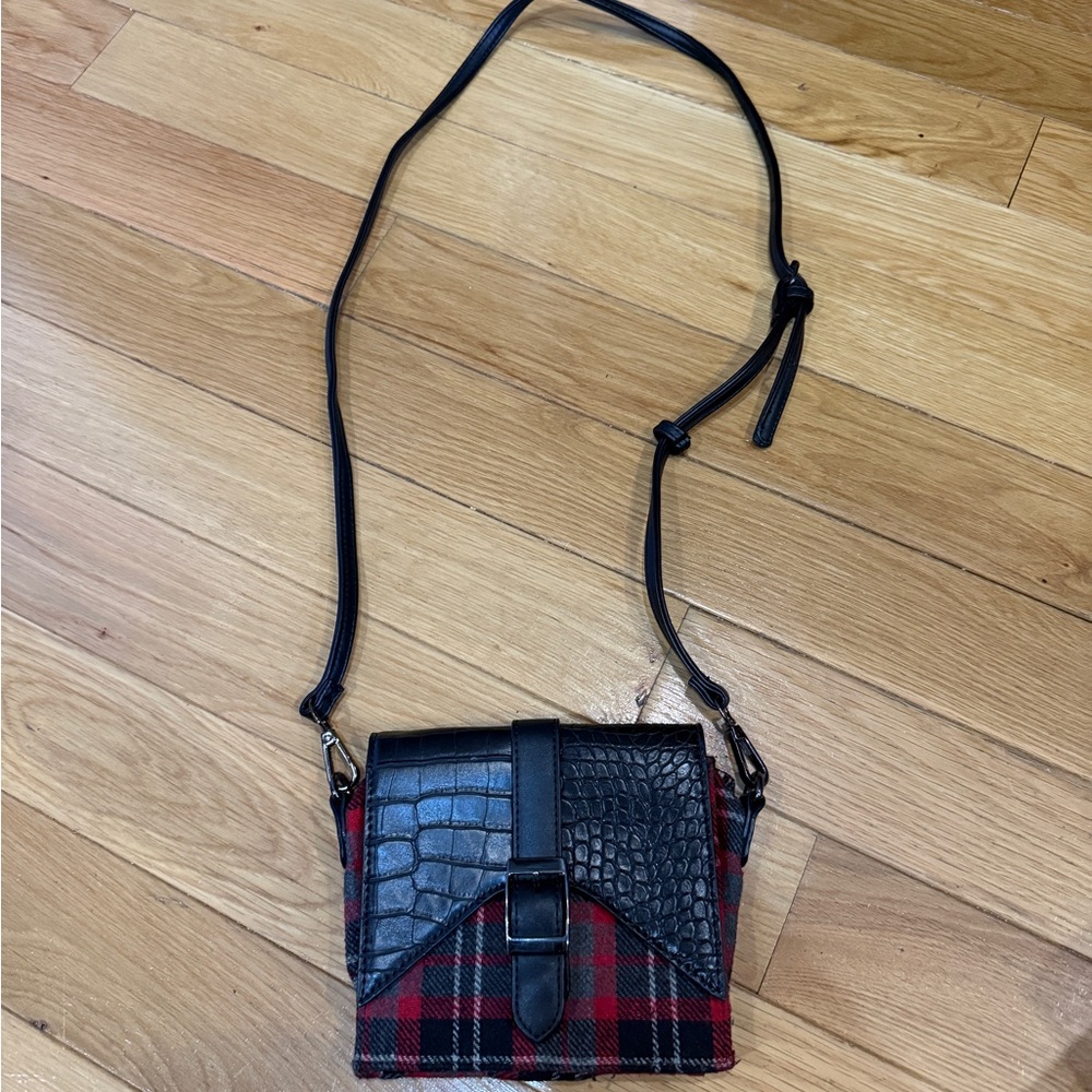 Red and Black Plaid Crossbody Bag